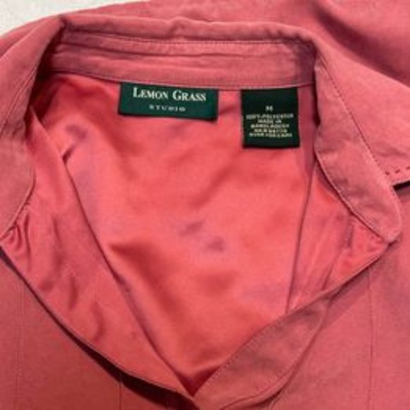 Lemon Grass Fields medium blush pink faux suede long sleeve blouse - Picture 4 of 6